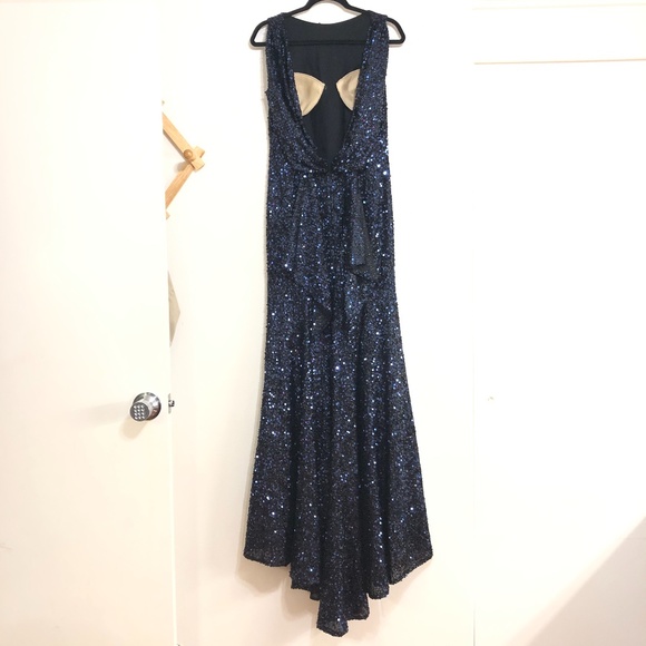 Mac Duggal Ieena 26331 Cowl Back Boat Neck Sequin Dress - Picture 9 of 12